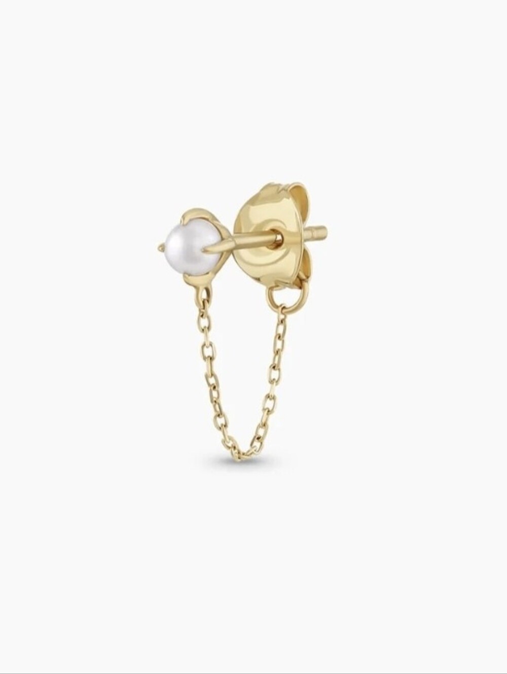 Gorjana 14K Gold Pearl Newport Chain Single Huggie